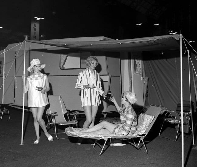 How Bikini-Clad Models Stole the Show at the 1960s Camping and Outdoor Life Exhibition in London