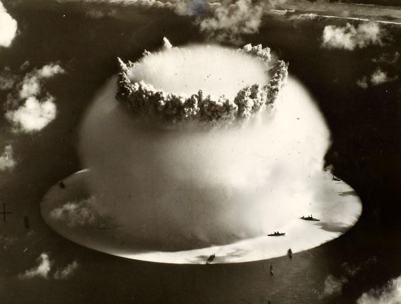 Baker Day at Bikini Atoll, the first underwater nuclear explosion, 1946.