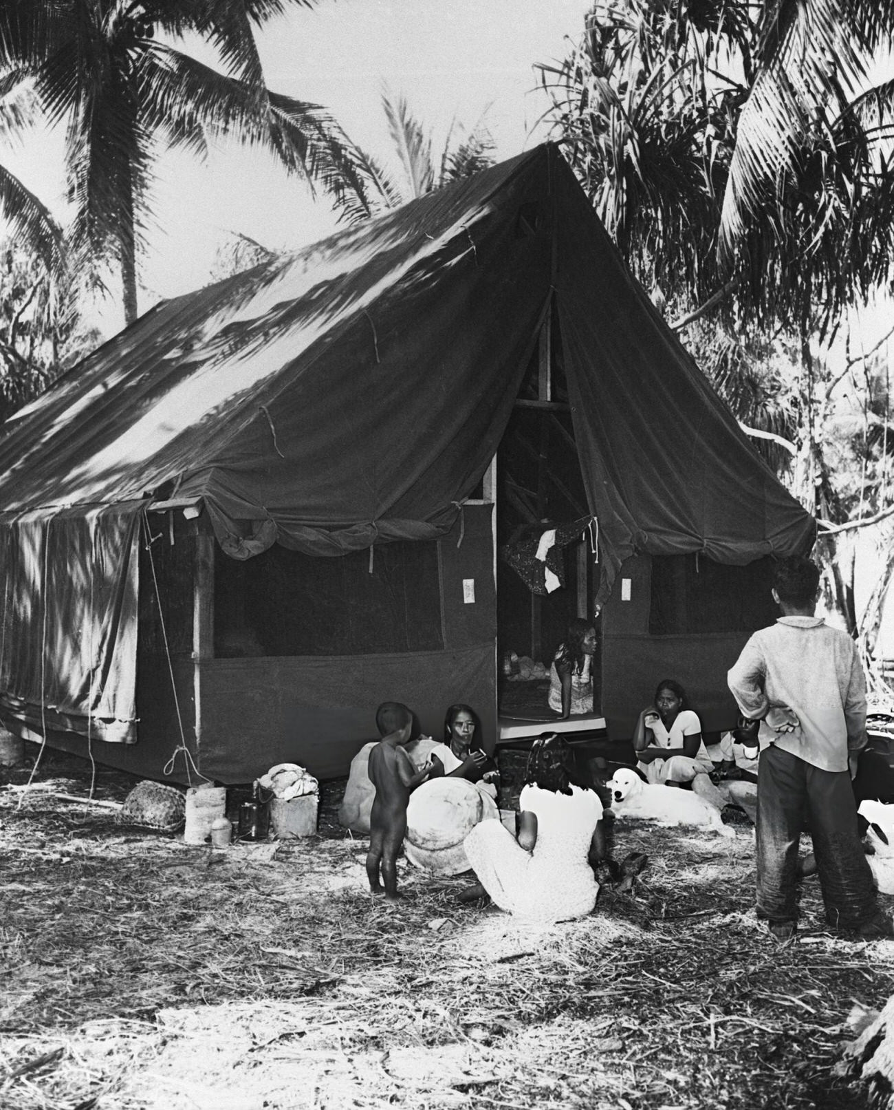 Natives of Bikini Atoll, in the Pacific, who had to leave their home island because of the forthcoming atomic bomb tests, 1946.