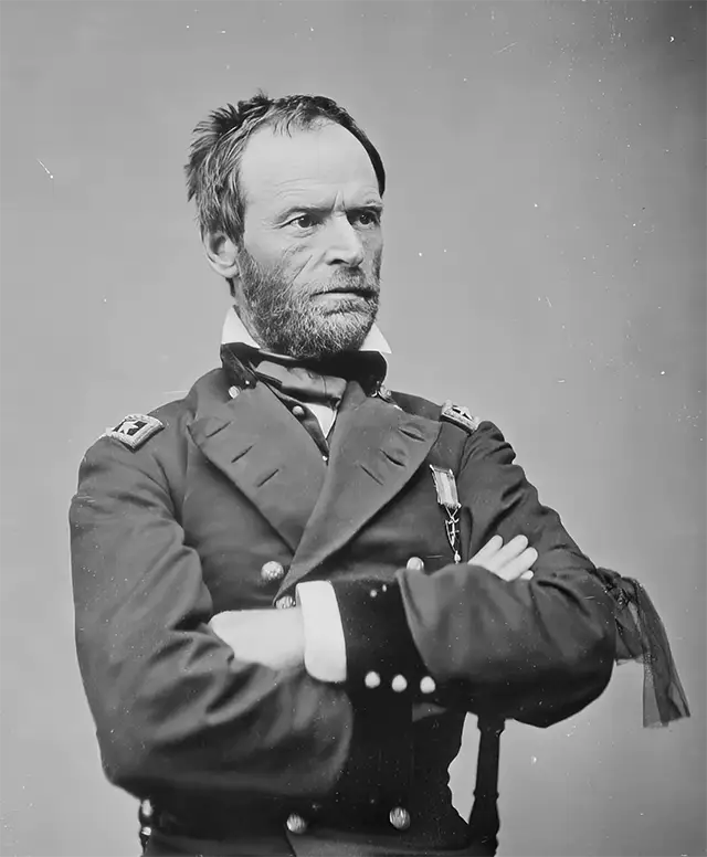 Assigned to safeguard the railroads, Civil War hero William T. Sherman expressed frustration in letters about resistance from Native Americans. He controversially proposed a large-scale “hunt” of the bison as a means to pressure Native Americans into relocating to reservations.