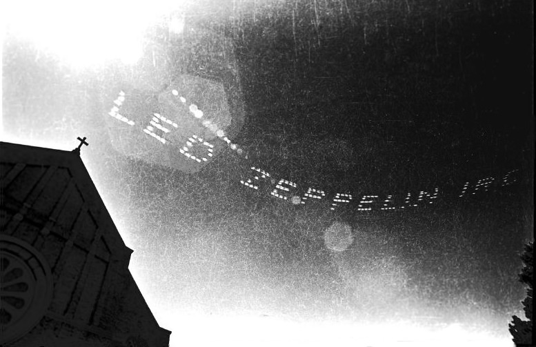 Led Zeppelin skywriting advertisement, 1977.