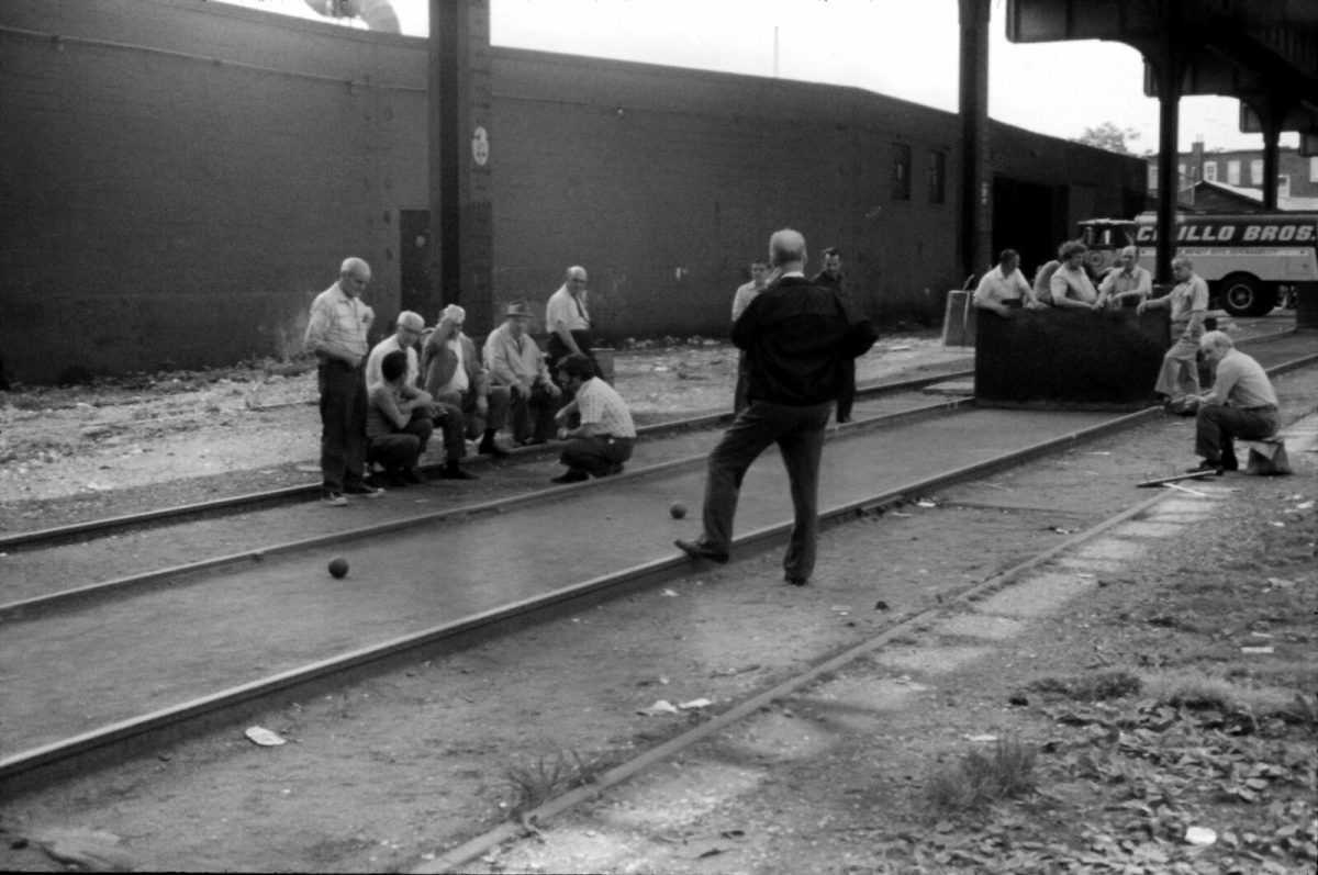 Baci Ball game in Boro Park, Brooklyn, 1975.