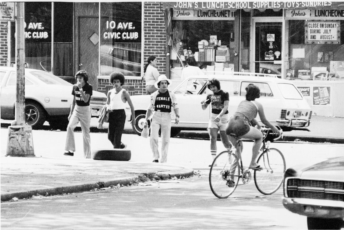 A group of boys on bicycles, 1976.