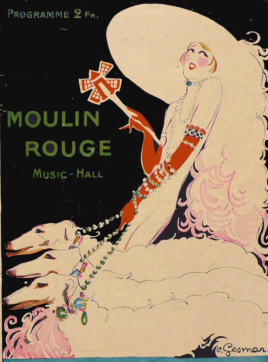 Programme cover for the Moulin Rouge starring Mistinguett by Charles Gesmar – 1925