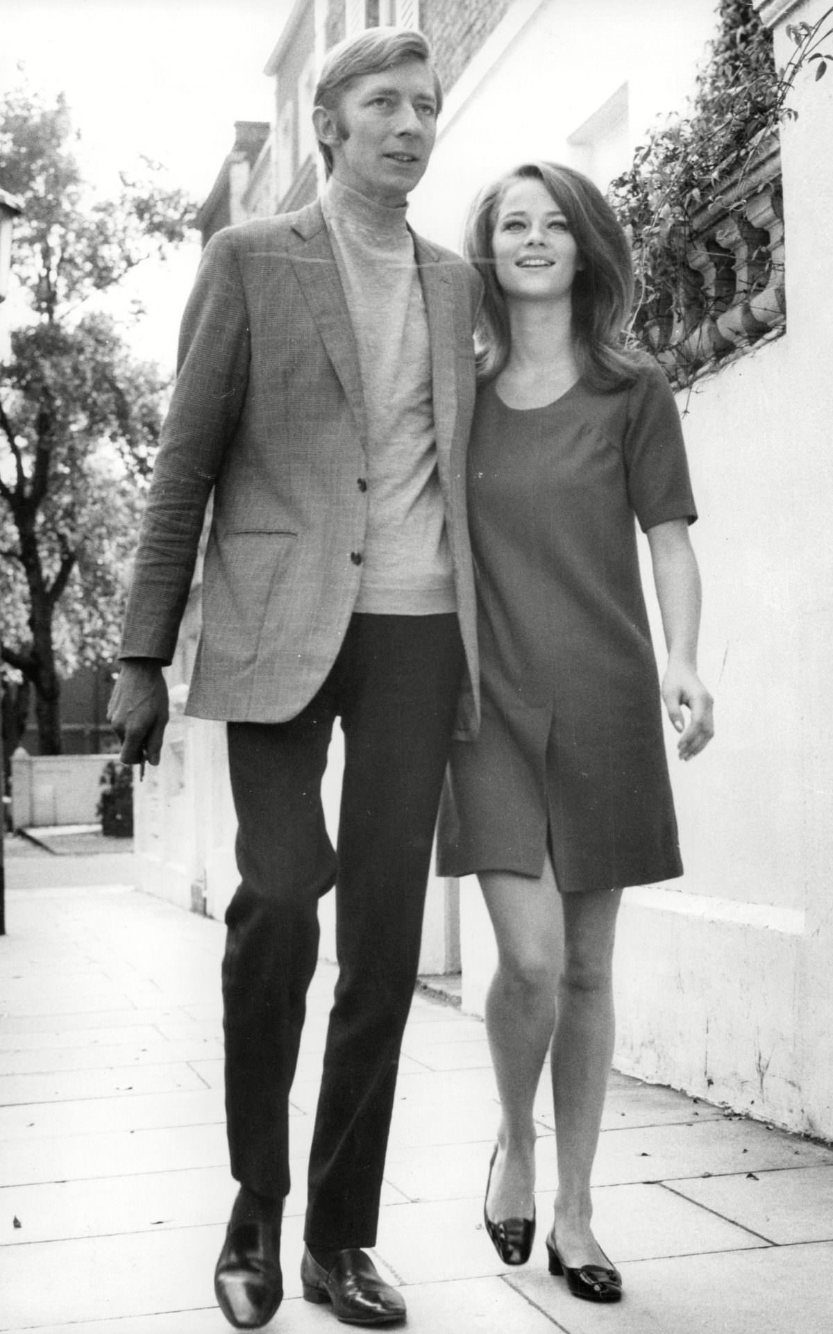 Charlotte Rampling, 20 years old, with Jeremy Lloyd in London.