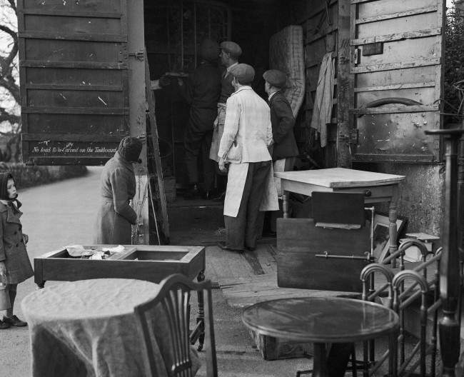 As the Americans land in England to train for D-Day, the inhabitants of a village evacuate their homes, 1944.