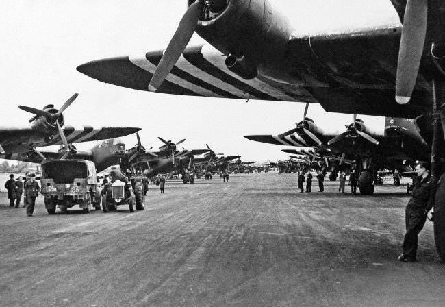 Airborne troops prepare for the descent on Europe for D-Day invasion.