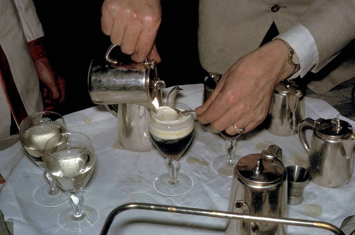 Preparing Irish coffee