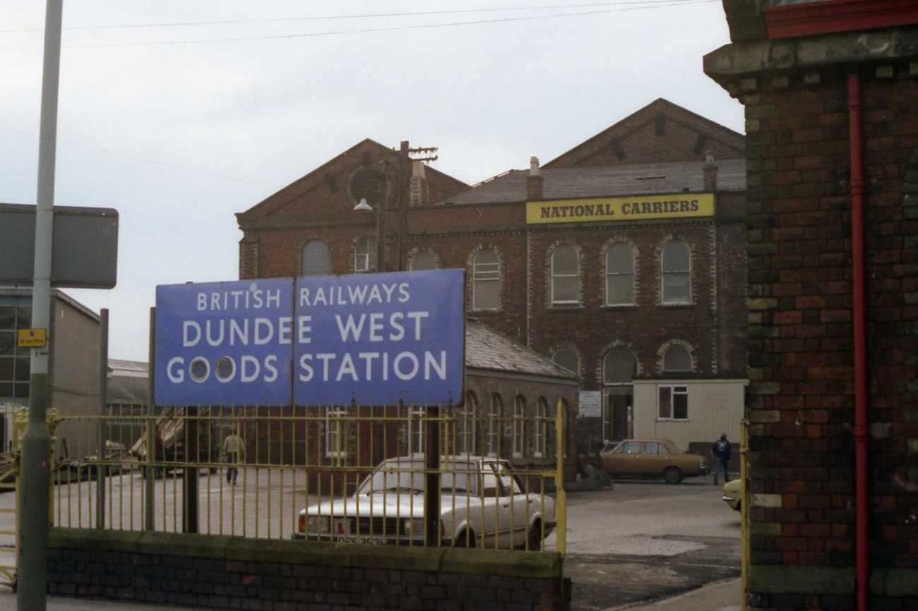 The blue BR sign for Dundee West goods station still stood on South Union Street in 1983