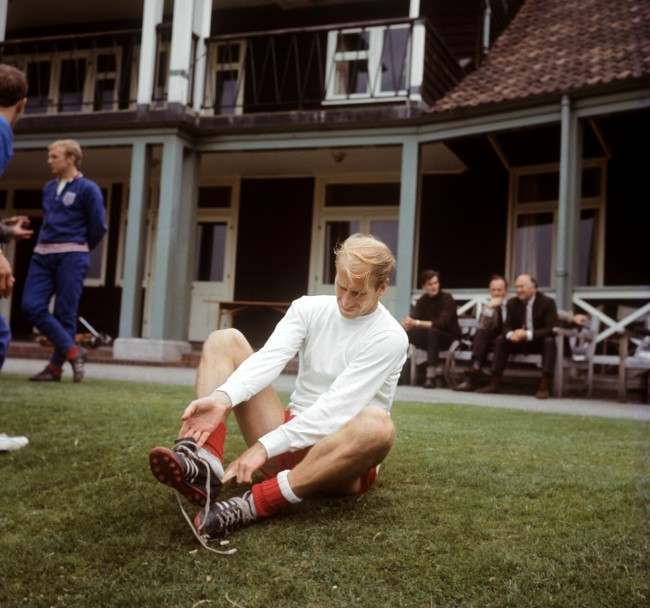 England’s Bobby Charlton preparing for a World Cup training session at Roehampton, London, 1966.