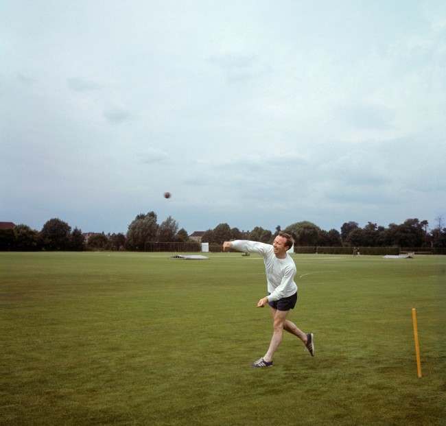 England’s Nobby Stiles relaxes with a game of cricket, 1966.