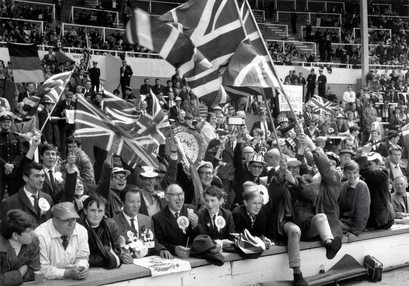 Some of the England fans at Wembley Stadium, London, for the 1966 World Cup Final, 1966.