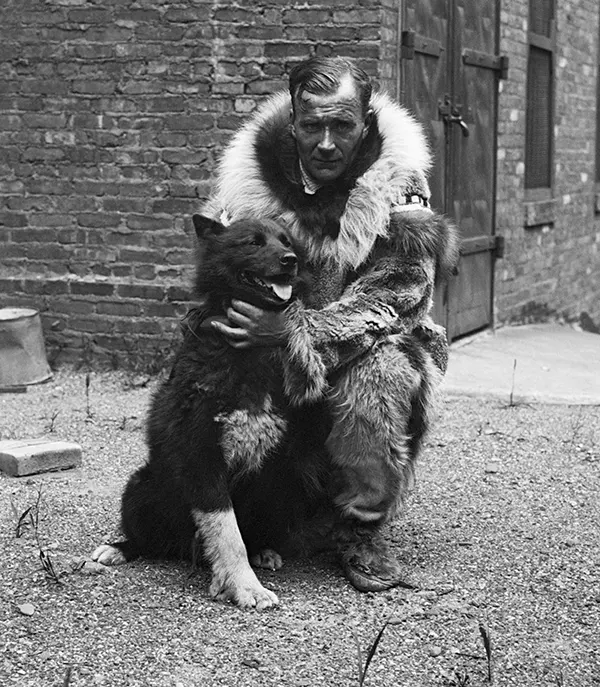 Balto with Gunnar Kaasen, his musher in the 1925 Serum Run.