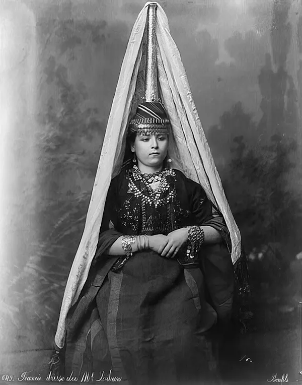 Druse bride of Mt. Lebanon, Syria, 1910s.