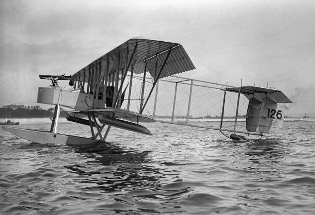 A Short Brothers S.81 Seaplane, as used during the air raid on the Zeppelin sheds at Cuxhaven, Germany in December 1914.