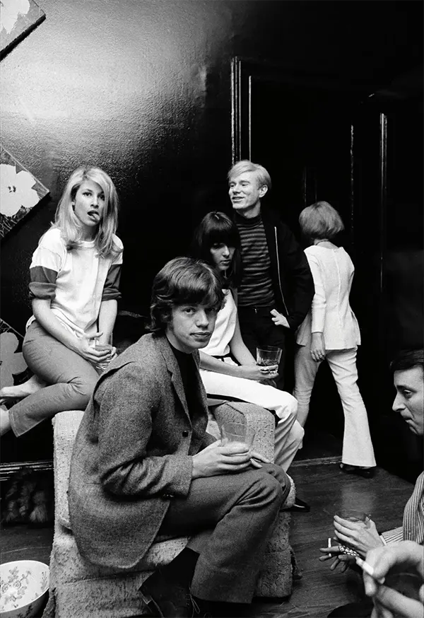 Mick Jagger, Andy Warhol, and Jane Holzer, circa 1965.