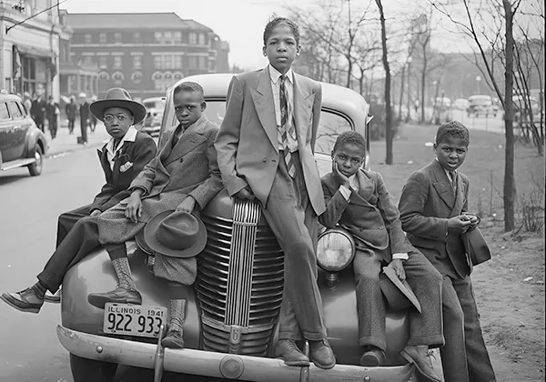 A group of handsome Southside Boys, Chicago, 1941.