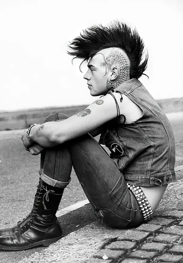 A punk guy rocking a kickass Mohawk, 1970.