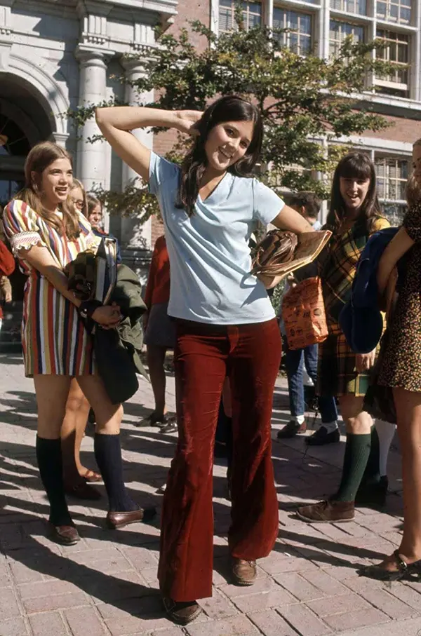 A high school girl setting a groovy fashion statement, 1964.