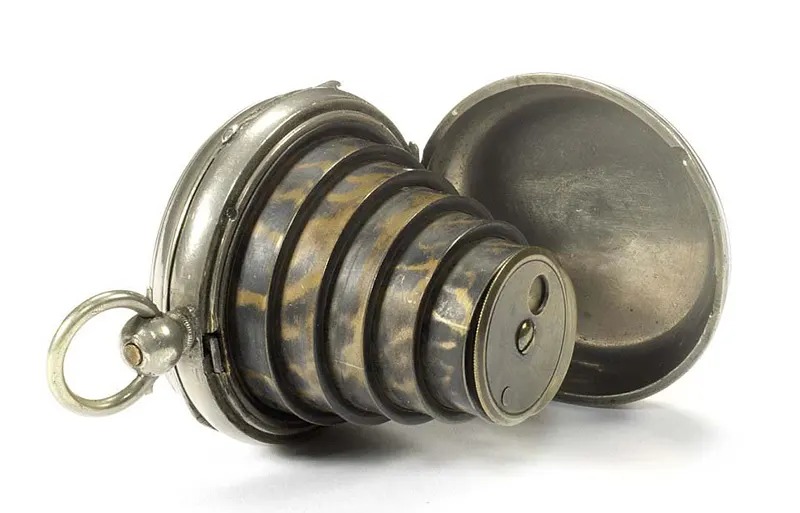 This ladies’ pattern patent watch camera would be used by a female agent in 1886.