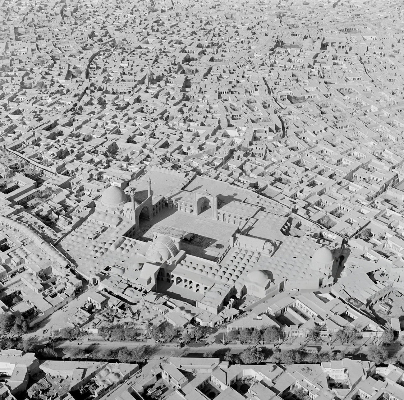 An aerial view of Isfahan, one of the world's oldest cities, Iran, 1964.