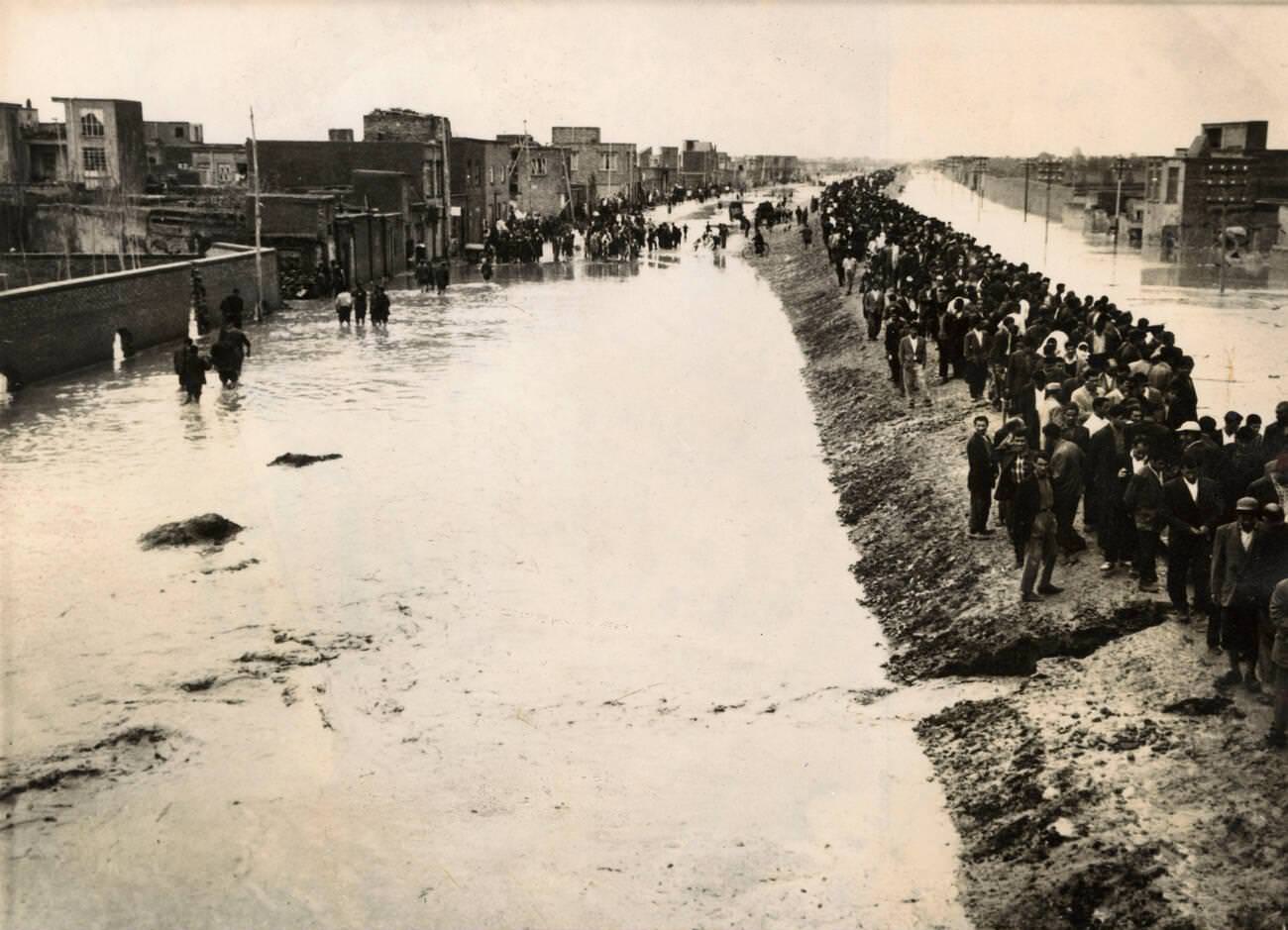 Flooding in a town south of Tehran, Iran, 1960s.