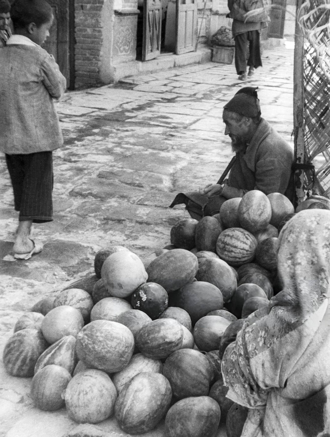 A watermelon vendor in Iran, 1960s.