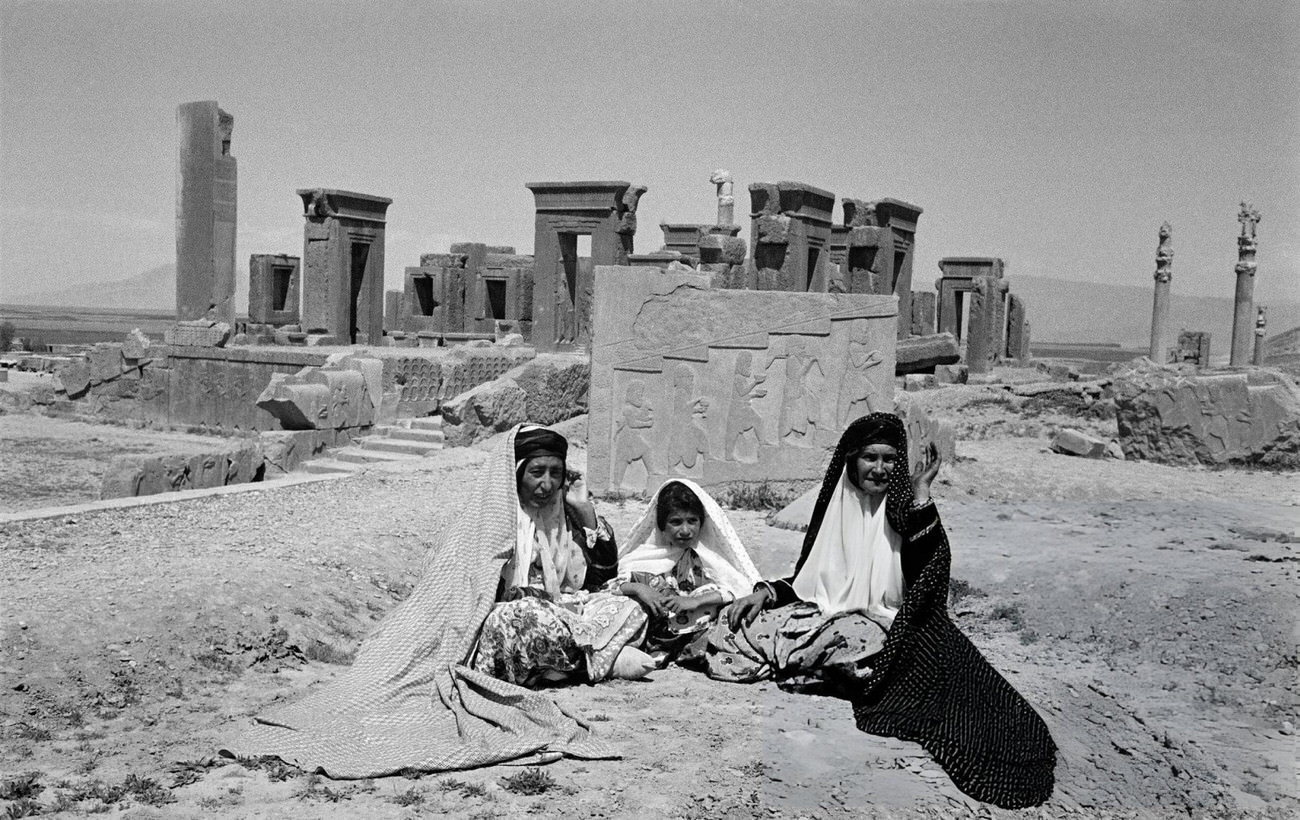 Women in Persepolis, Iran, circa 1960.