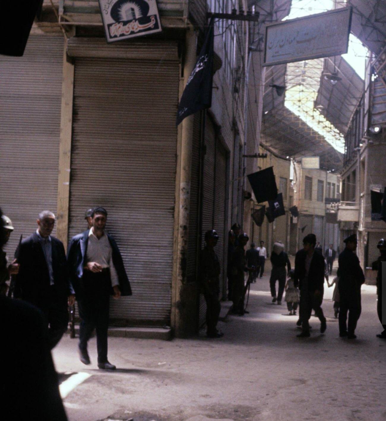 Violent protests in Iran after the arrest of Ayatollah Khomeini, 1963.