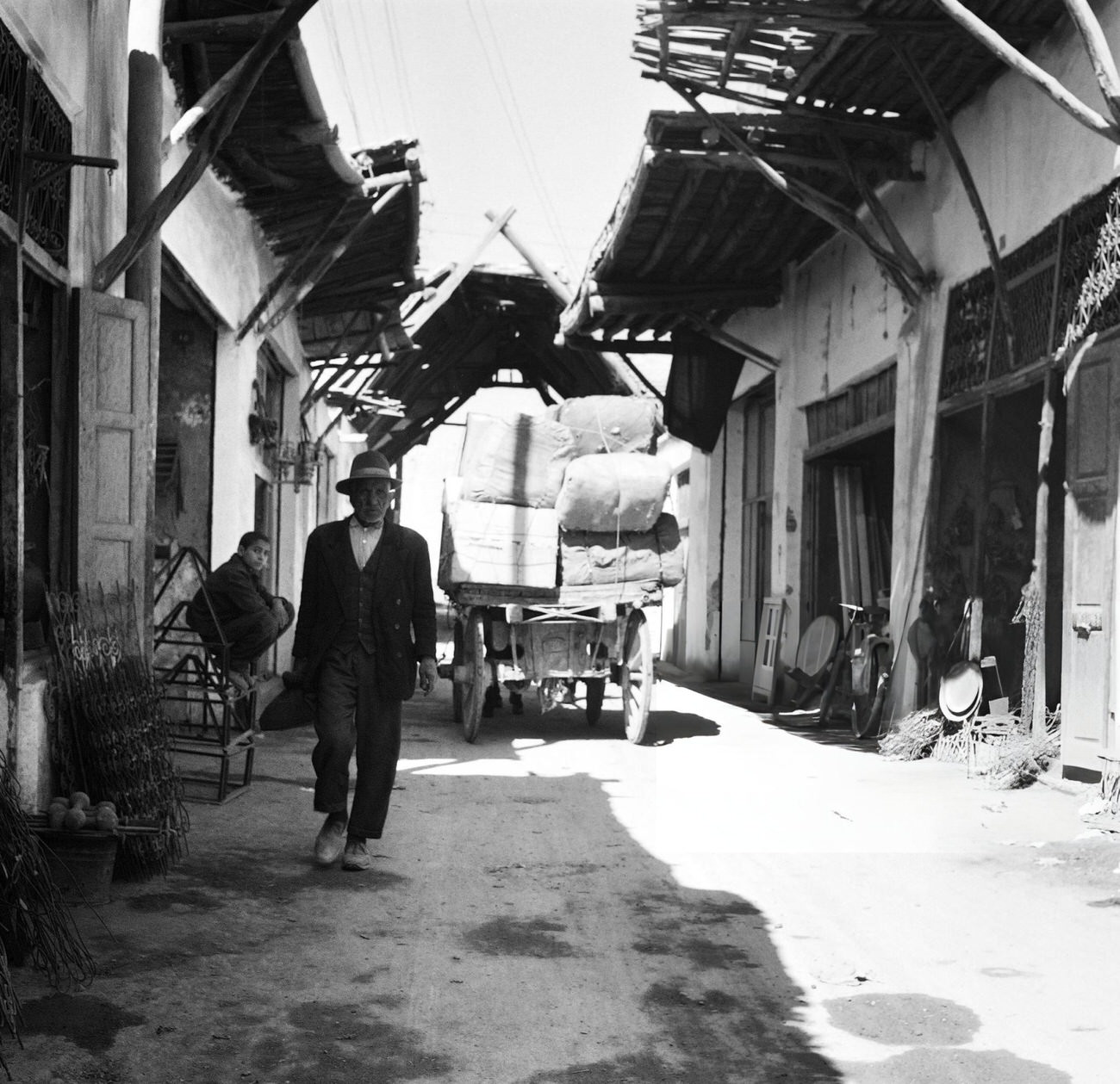 A man walks in a street of Tehran, Iran, 1968.