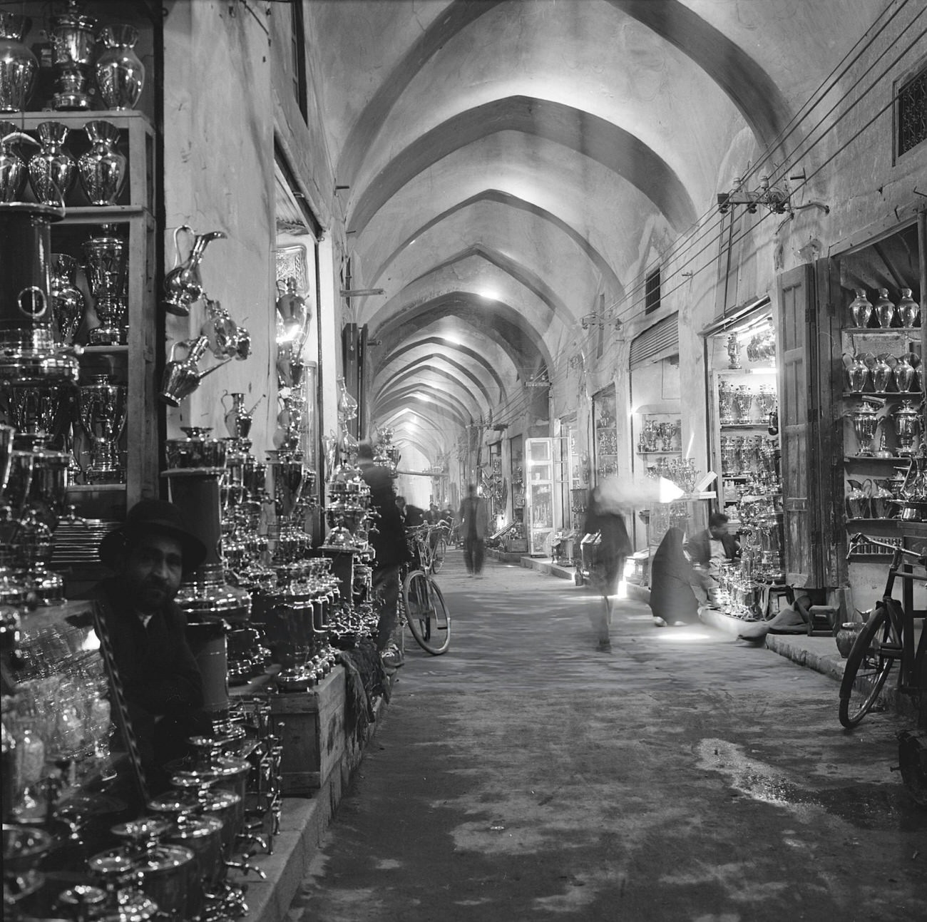 The Isfahan Bazaar, the center of the city's commercial life, Isfahan, Iran, 1964.