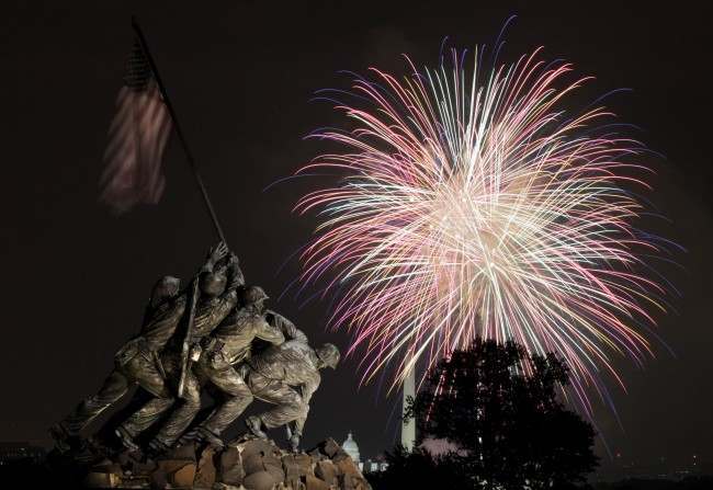 The United States Marine Corps War Memorial, better known as the Iwo Jima Memorial, is seen in Arlington, Va., 2011.