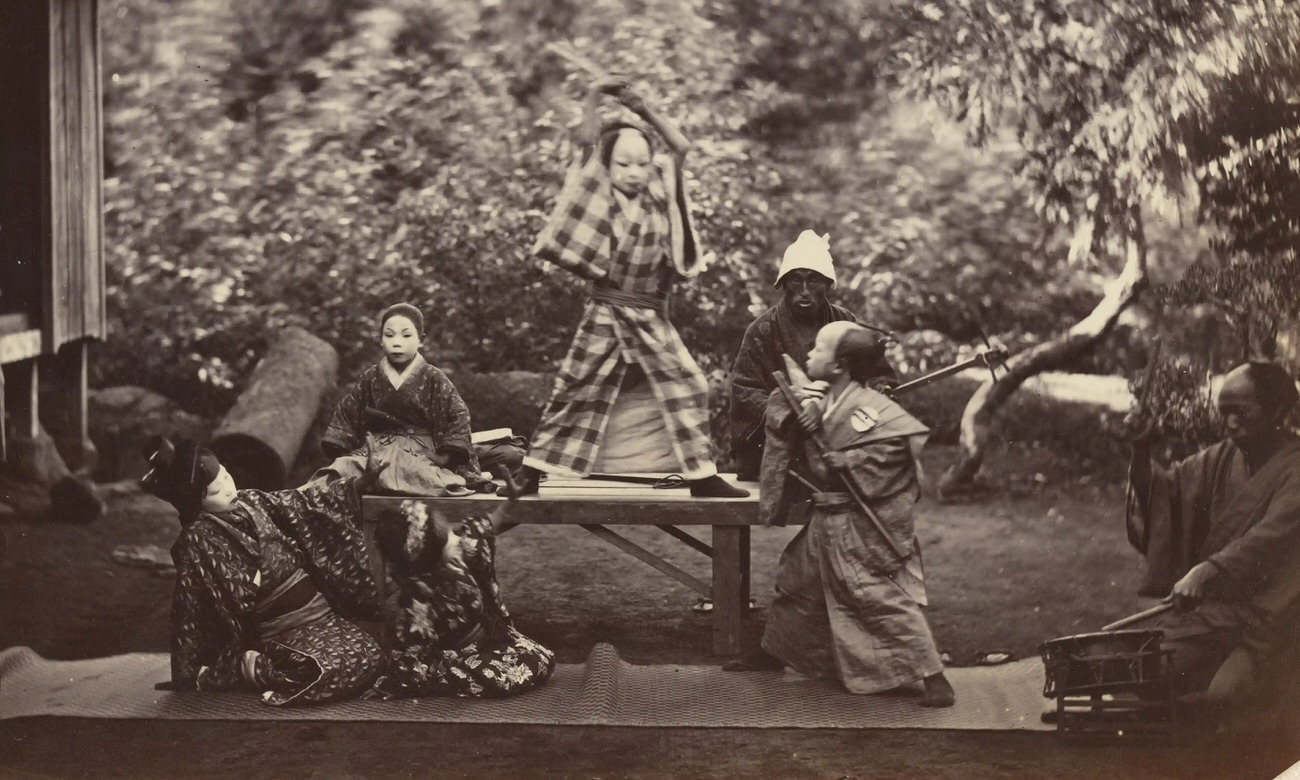 A scene from a kabuki play … Theatre, 1865