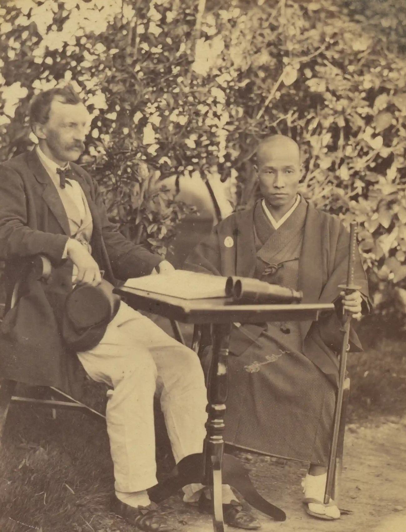 Self-portrait with a Japanese colleague physician, 1865