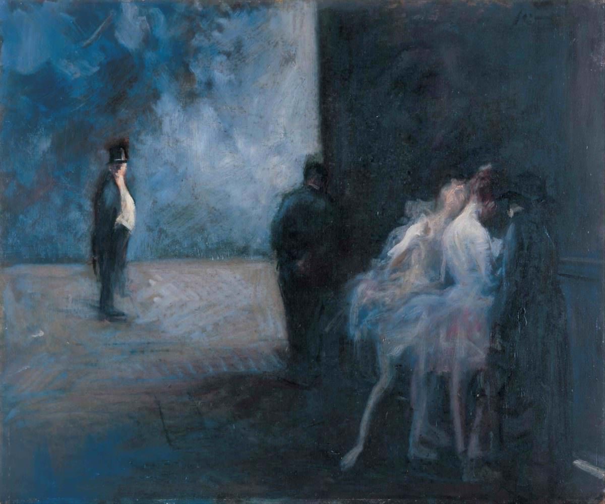 Backstage Symphony in Blue by Jean-Louis Forain, 1900.