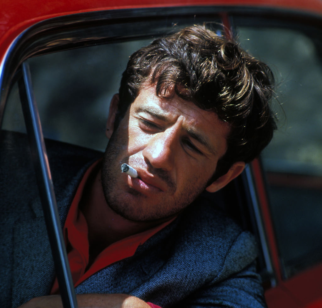 Jean-Paul Belmondo in 'Pierrot le fou' directed by Jean-Luc Godard, 1965.