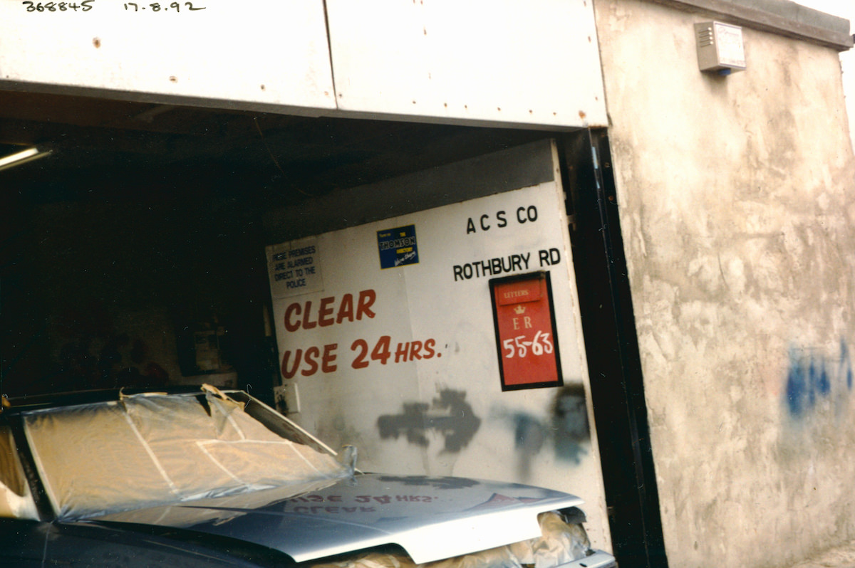 Garage, Rothbury Rd, Hackney Wick, Tower Hamlets, 1992