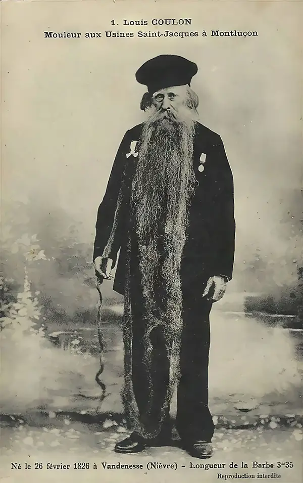 Louis Coulon: The Man with 11-Foot Beard, Which He Used as a Nest for his Beloved Cats