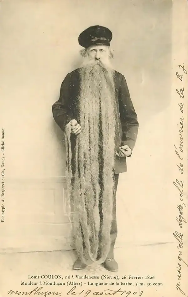 Louis Coulon: The Man with 11-Foot Beard, Which He Used as a Nest for his Beloved Cats