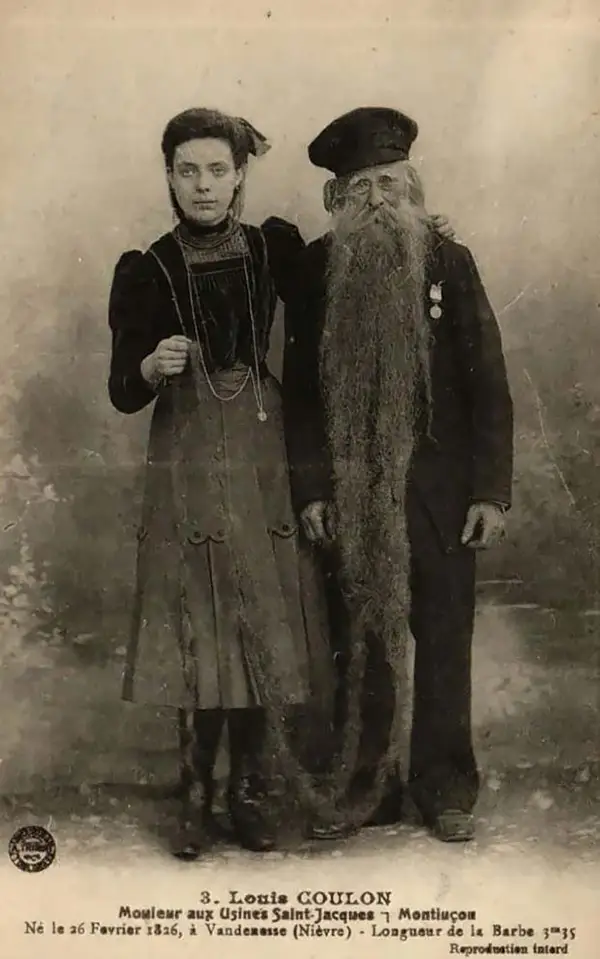 Louis Coulon: The Man with 11-Foot Beard, Which He Used as a Nest for his Beloved Cats