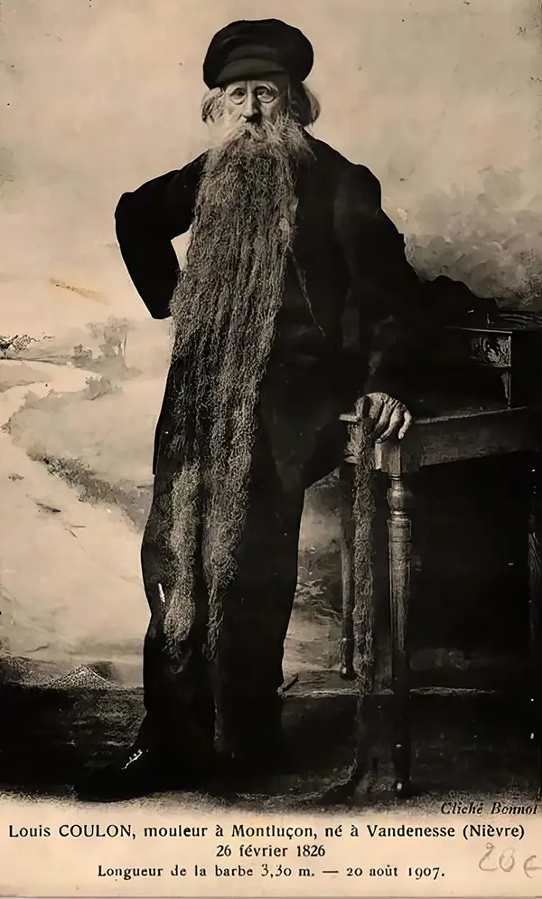 Louis Coulon: The Man with 11-Foot Beard, Which He Used as a Nest for his Beloved Cats