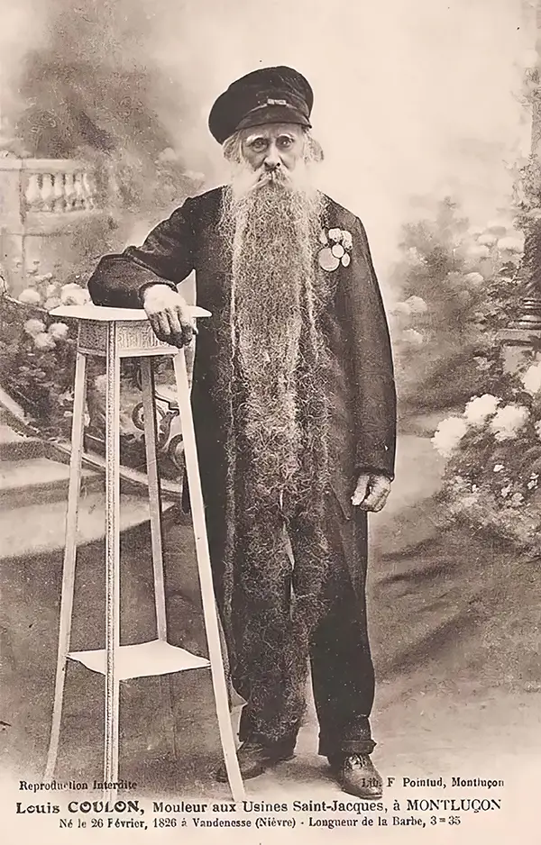 Louis Coulon: The Man with 11-Foot Beard, Which He Used as a Nest for his Beloved Cats