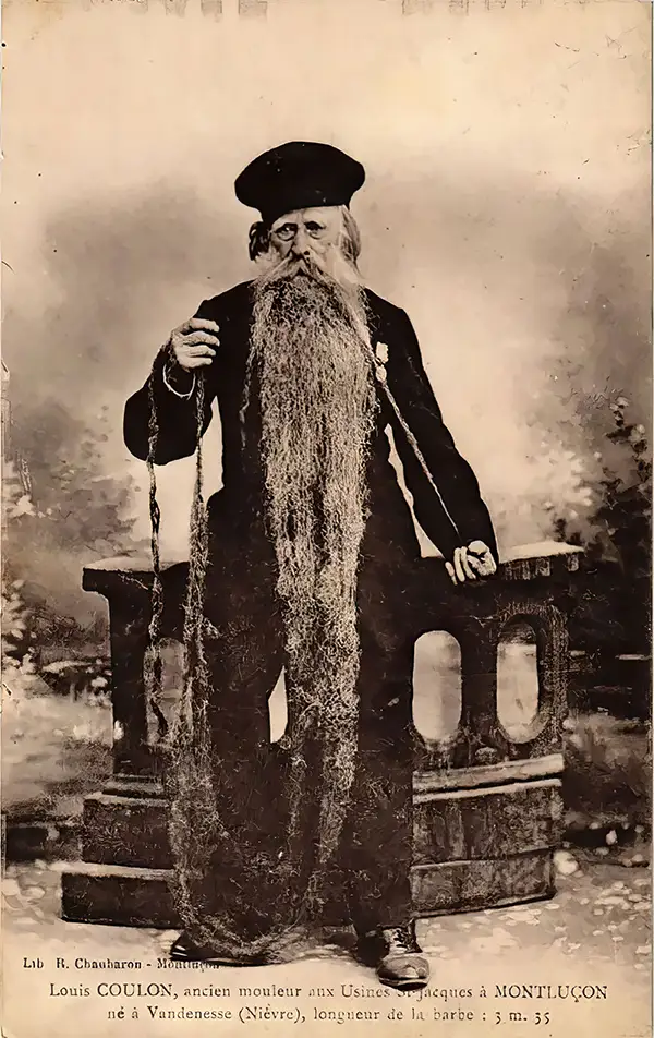 Louis Coulon: The Man with 11-Foot Beard, Which He Used as a Nest for his Beloved Cats