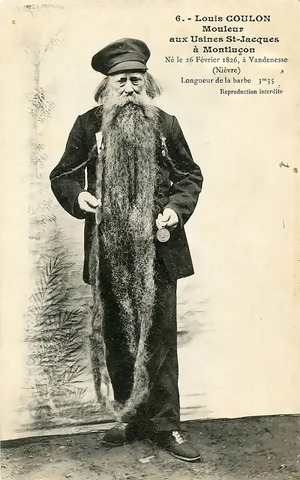 Louis Coulon: The Man with 11-Foot Beard, Which He Used as a Nest for his Beloved Cats