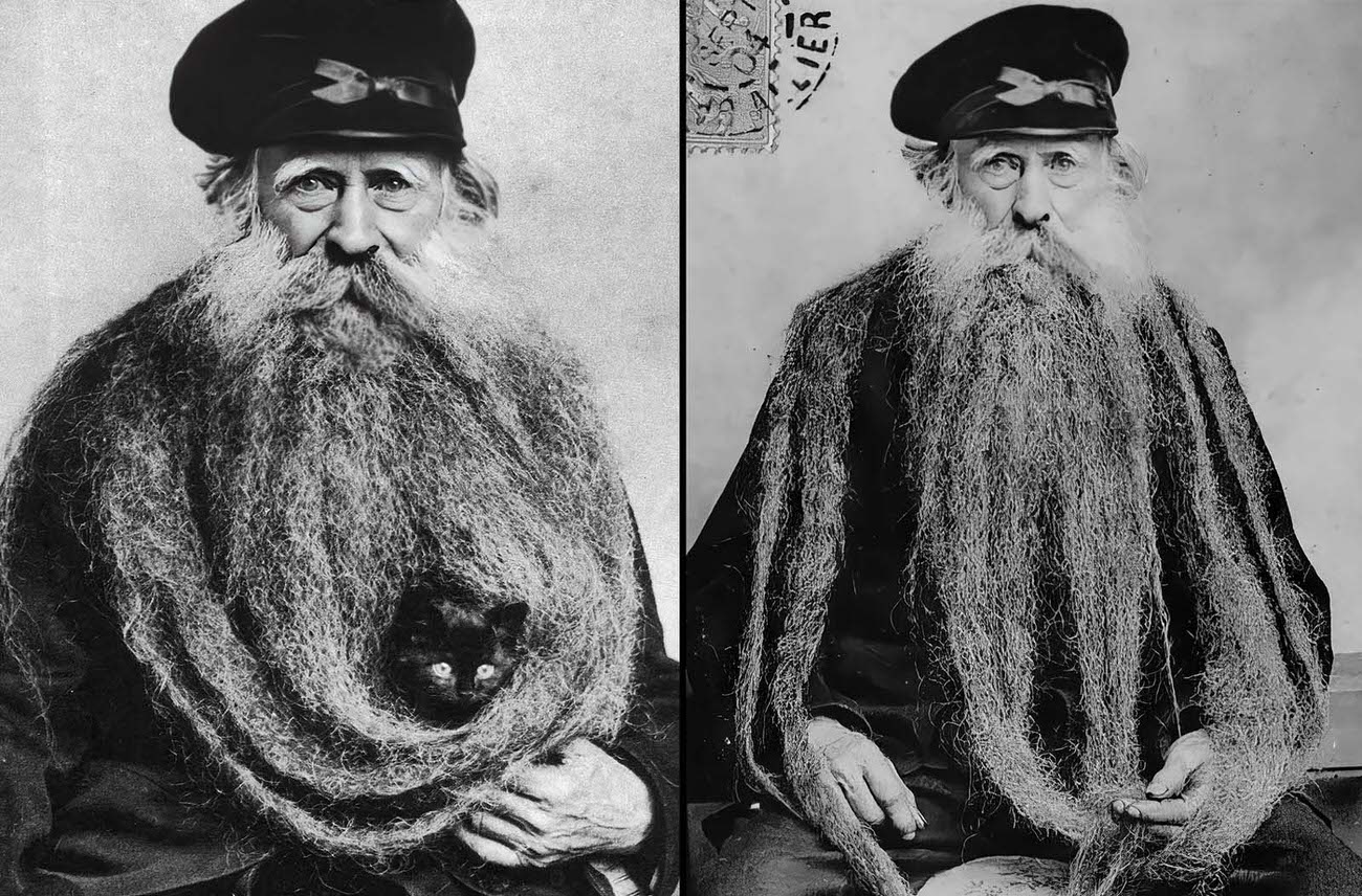 Louis Coulon: The Man with 11-Foot Beard, Which He Used as a Nest for his Beloved Cats