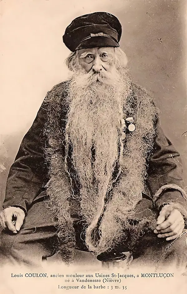 Louis Coulon: The Man with 11-Foot Beard, Which He Used as a Nest for his Beloved Cats