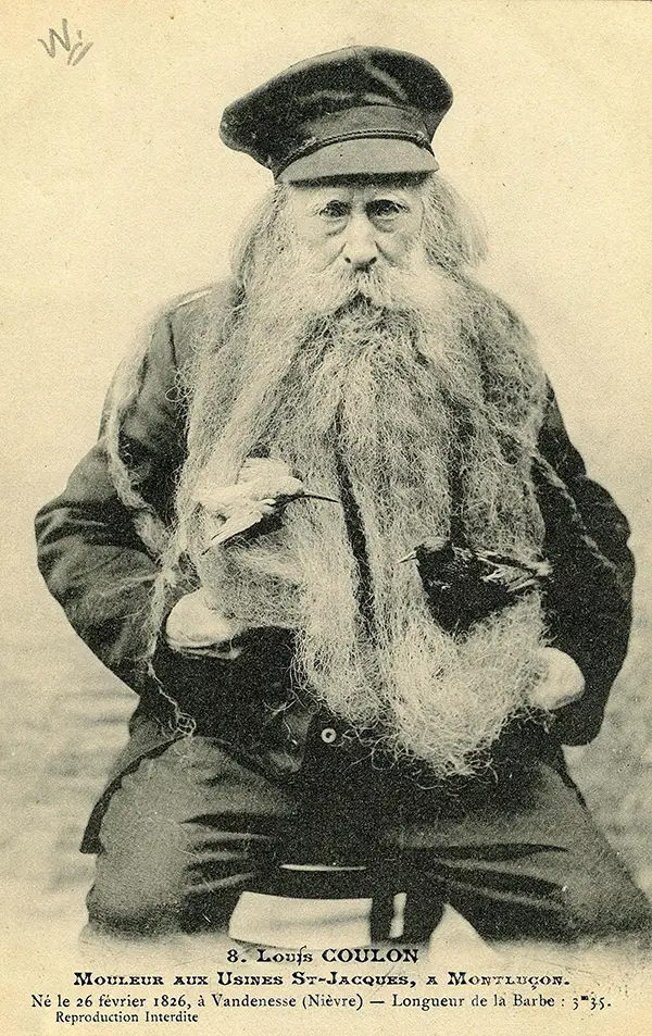 Louis Coulon: The Man with 11-Foot Beard, Which He Used as a Nest for his Beloved Cats