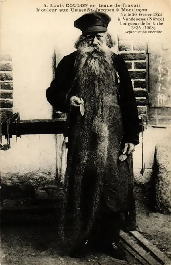 Louis Coulon: The Man with 11-Foot Beard, Which He Used as a Nest for his Beloved Cats