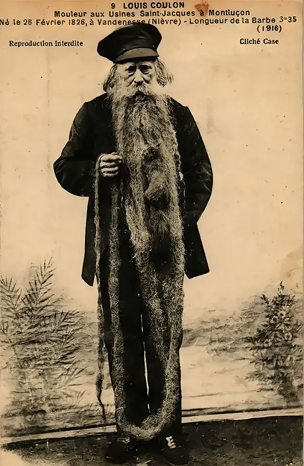 Louis Coulon: The Man with 11-Foot Beard, Which He Used as a Nest for his Beloved Cats