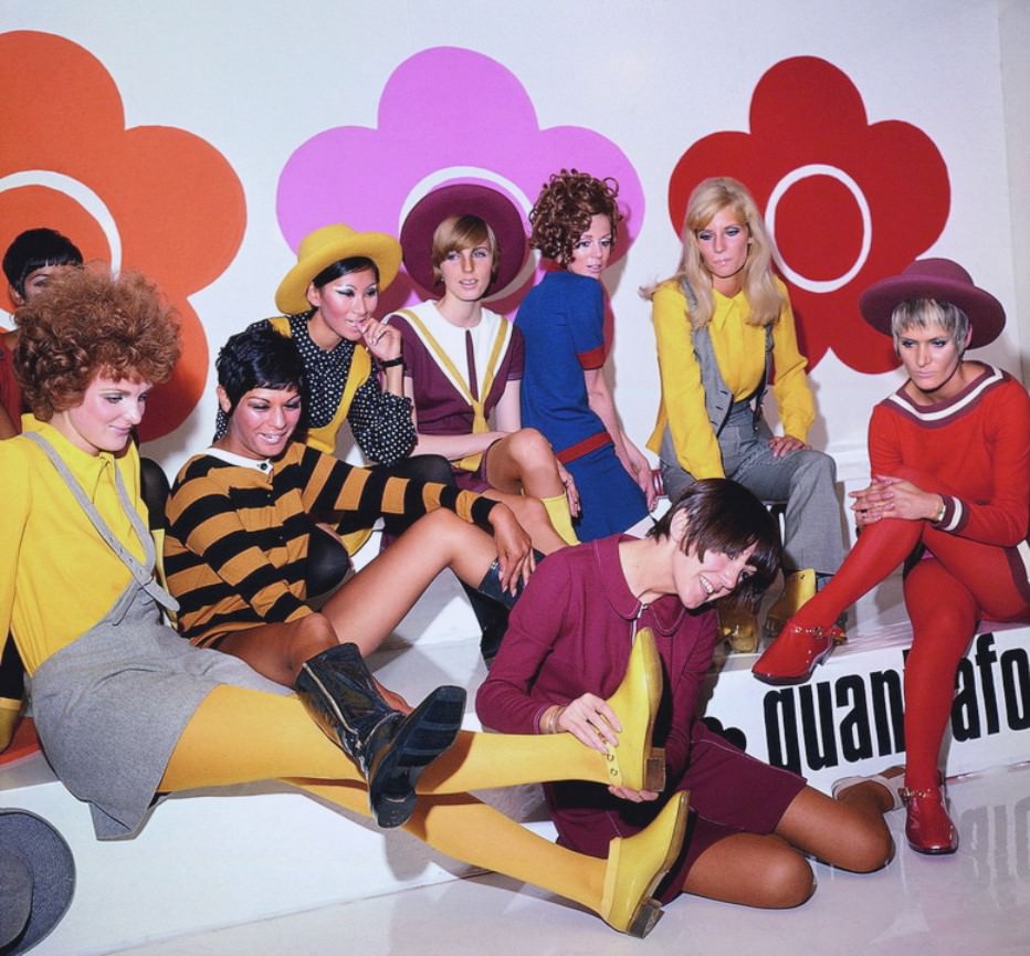 Mary Quant with models, 1967